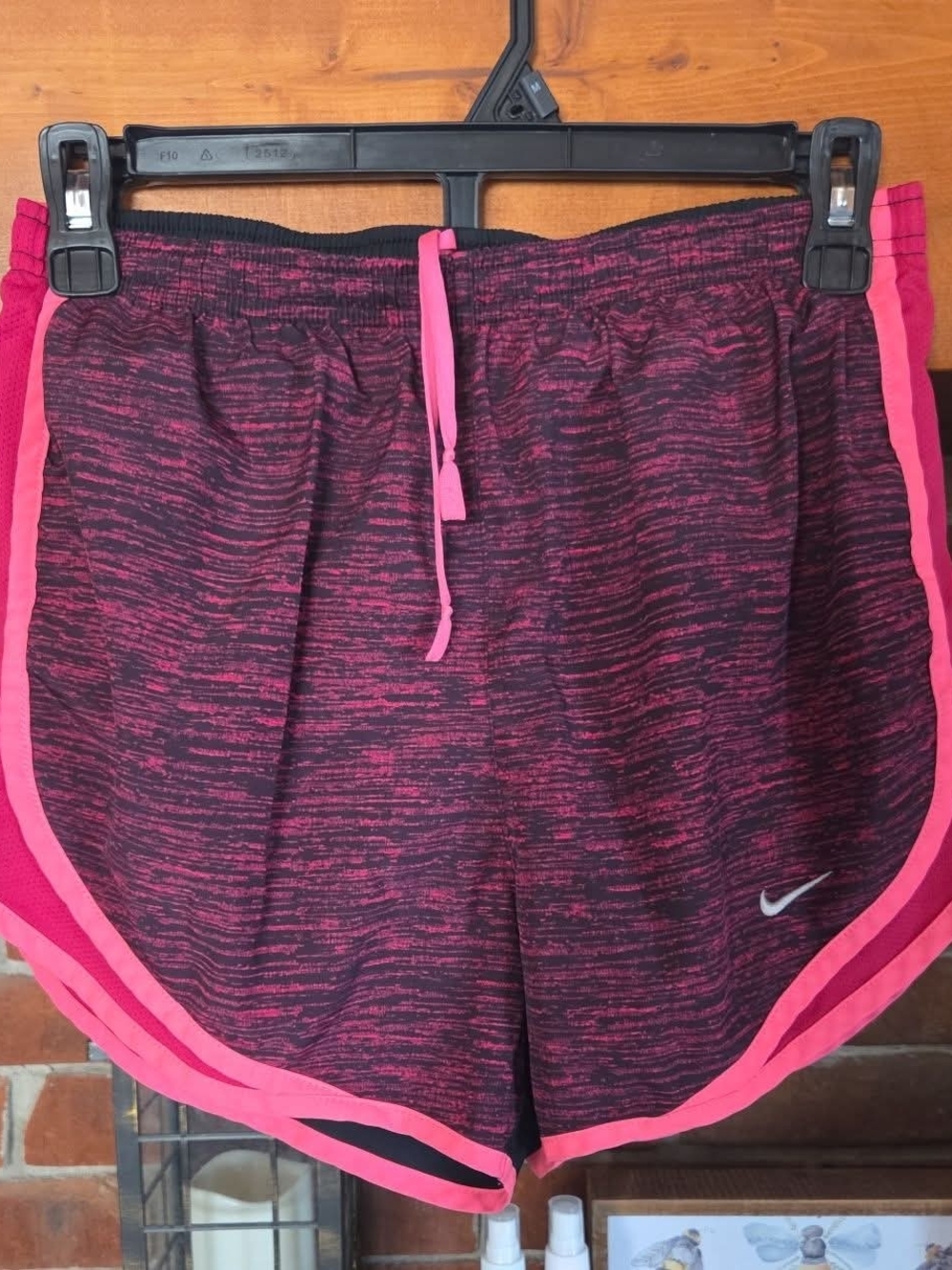 Nike Women’s Black and Pink Space-Dye Athletic Shorts